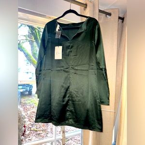 Dark Green Silky Dress NWT